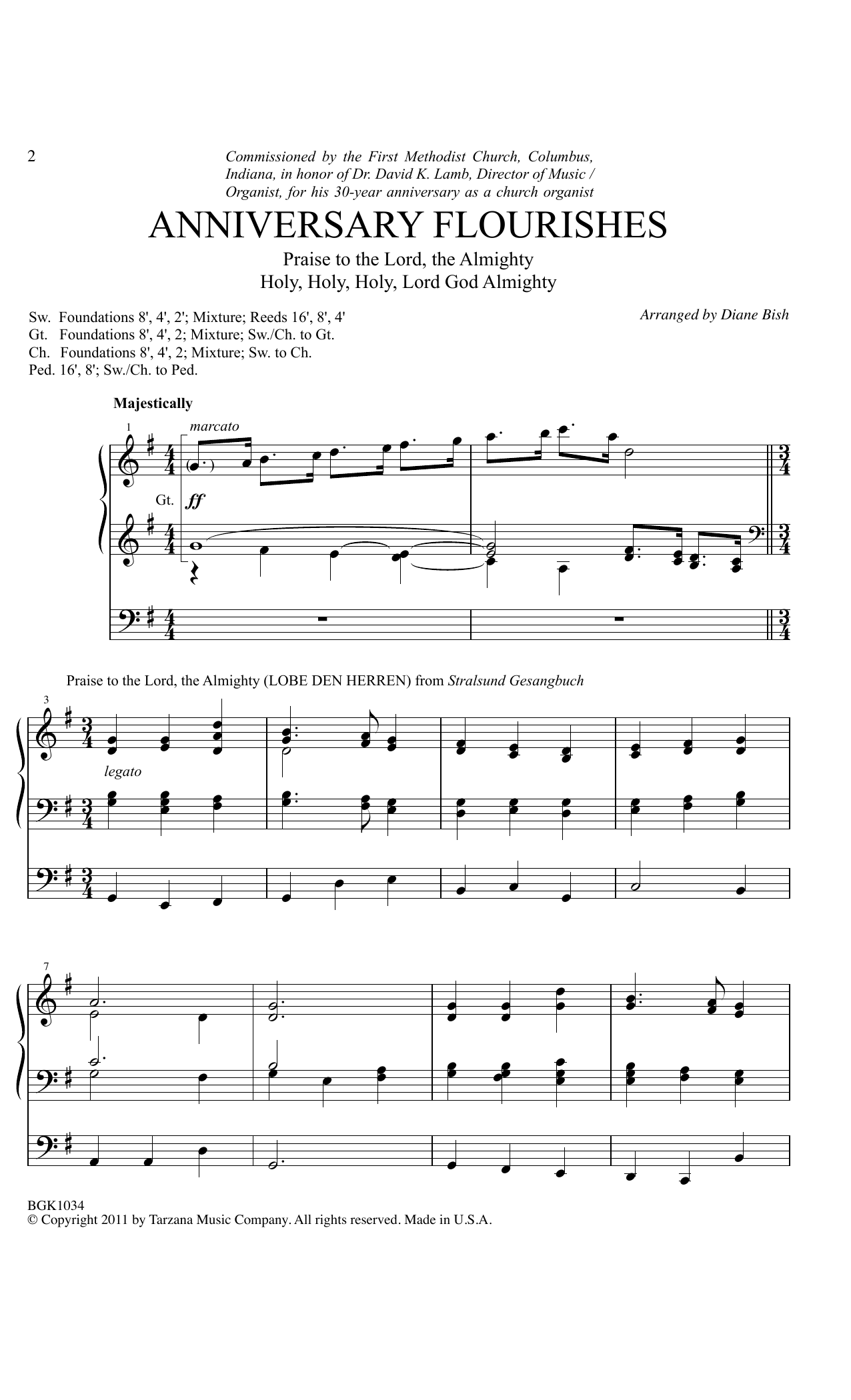 Diane Bish Anniversary Flourishes Sheet Music Notes & Chords for Organ - Download or Print PDF
