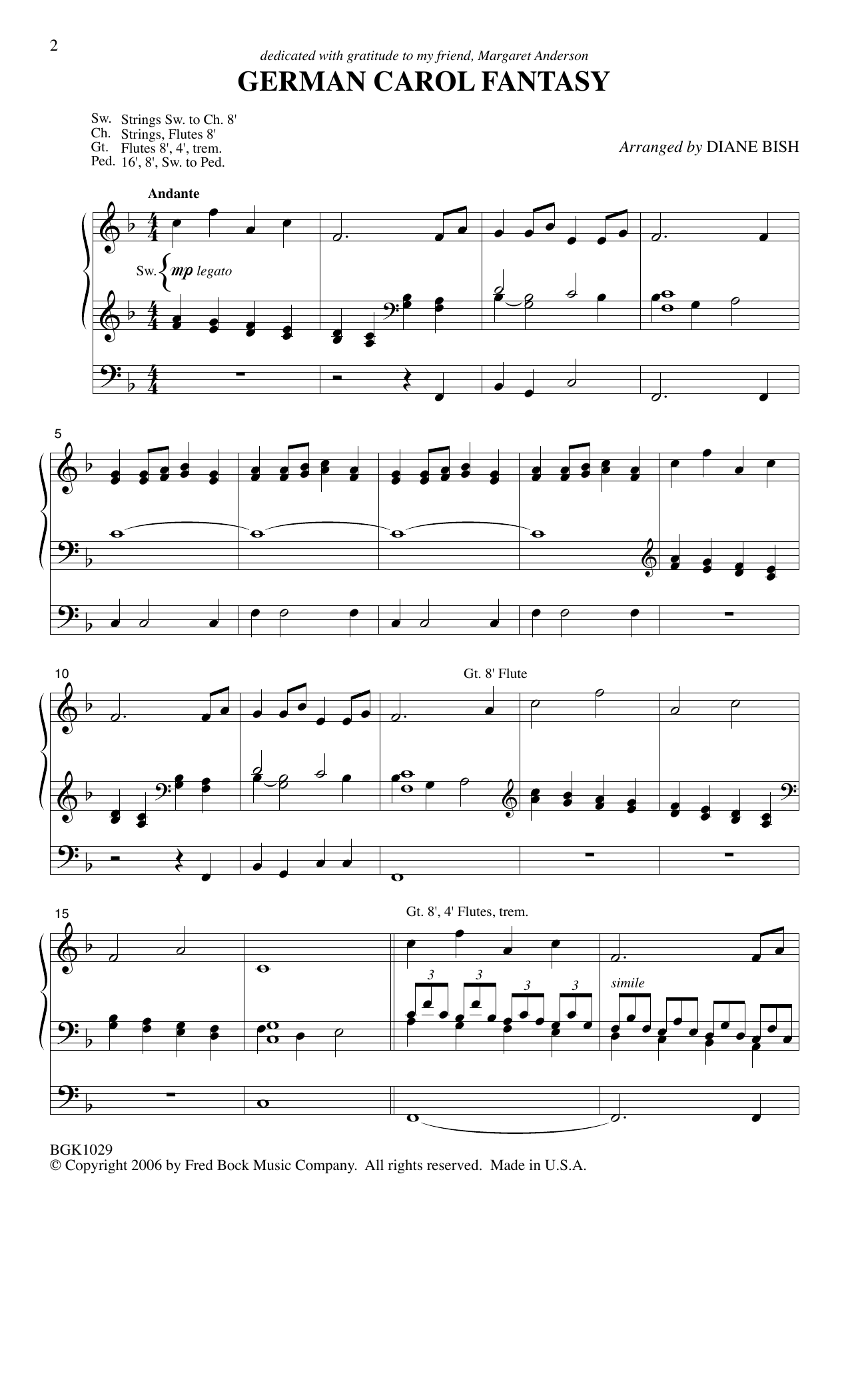 Diane Bish German Carol Fantasy Sheet Music Notes & Chords for Organ - Download or Print PDF