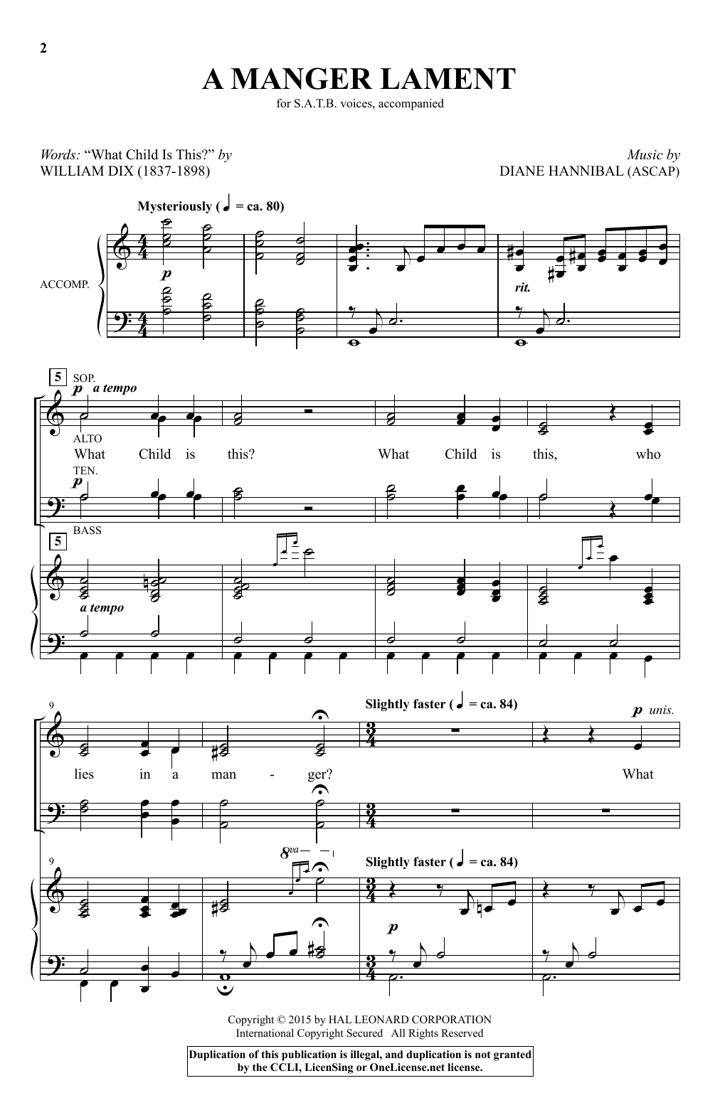 Diane Hannibal A Manger Lament Sheet Music Notes & Chords for SATB - Download or Print PDF