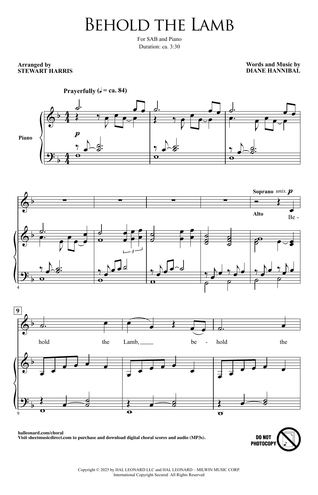 Diane Hannibal Behold The Lamb (arr. Stewart Harris) Sheet Music Notes & Chords for SAB Choir - Download or Print PDF