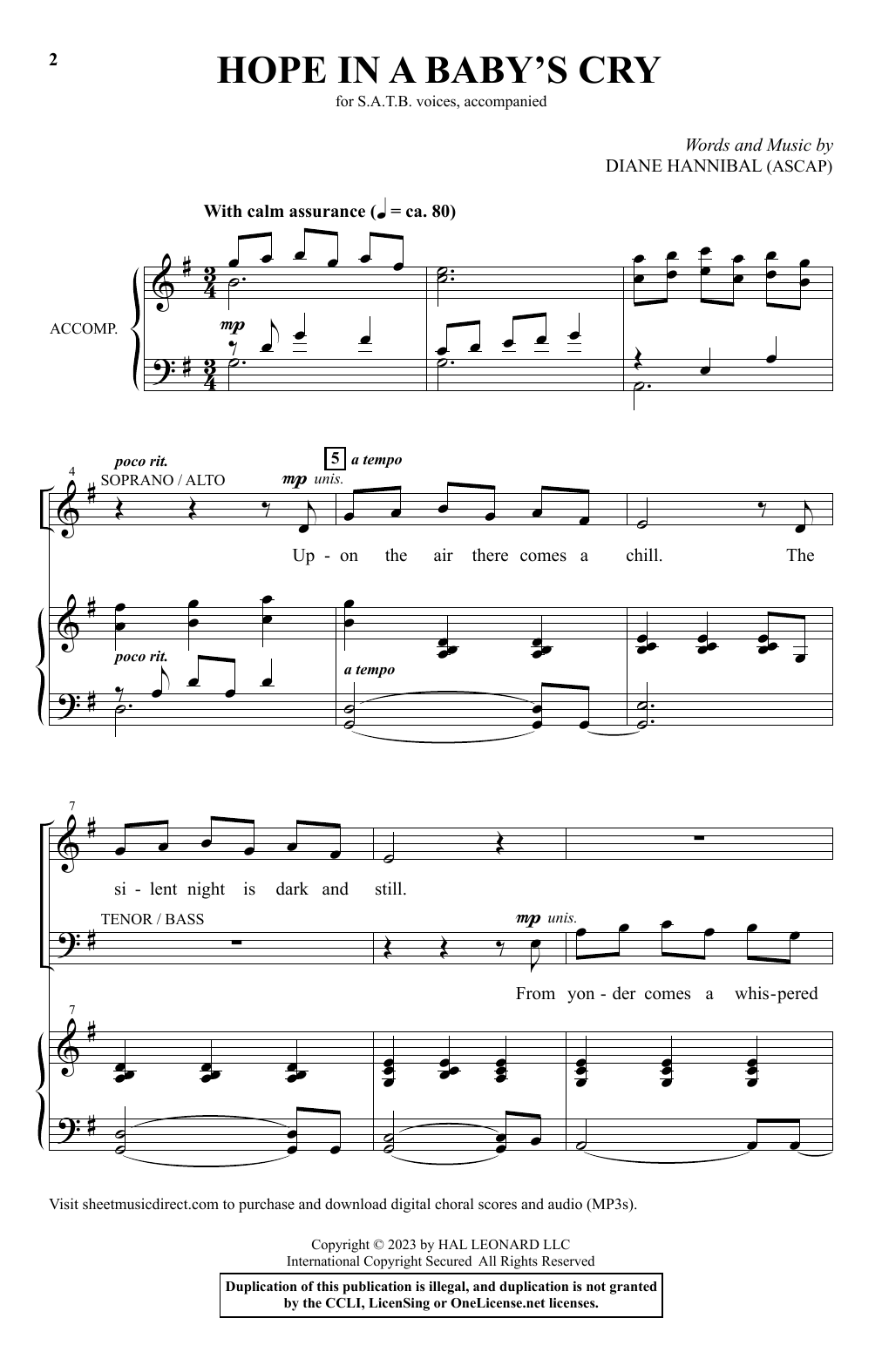 Diane Hannibal Hope In A Baby's Cry Sheet Music Notes & Chords for SATB Choir - Download or Print PDF