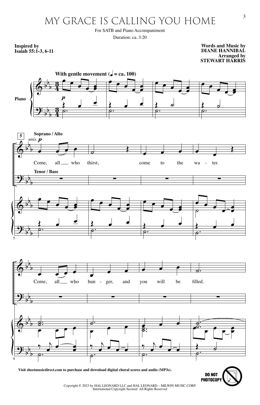 Diane Hannibal My Grace Is Calling You Home (arr. Stewart Harris) Sheet Music Notes & Chords for SATB Choir - Download or Print PDF