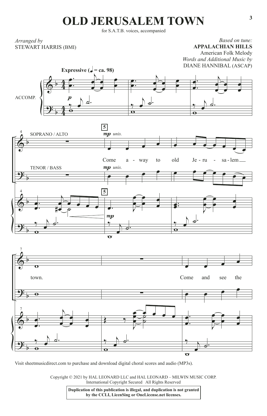 Diane Hannibal Old Jerusalem Town (arr. Stewart Harris) Sheet Music Notes & Chords for SATB Choir - Download or Print PDF