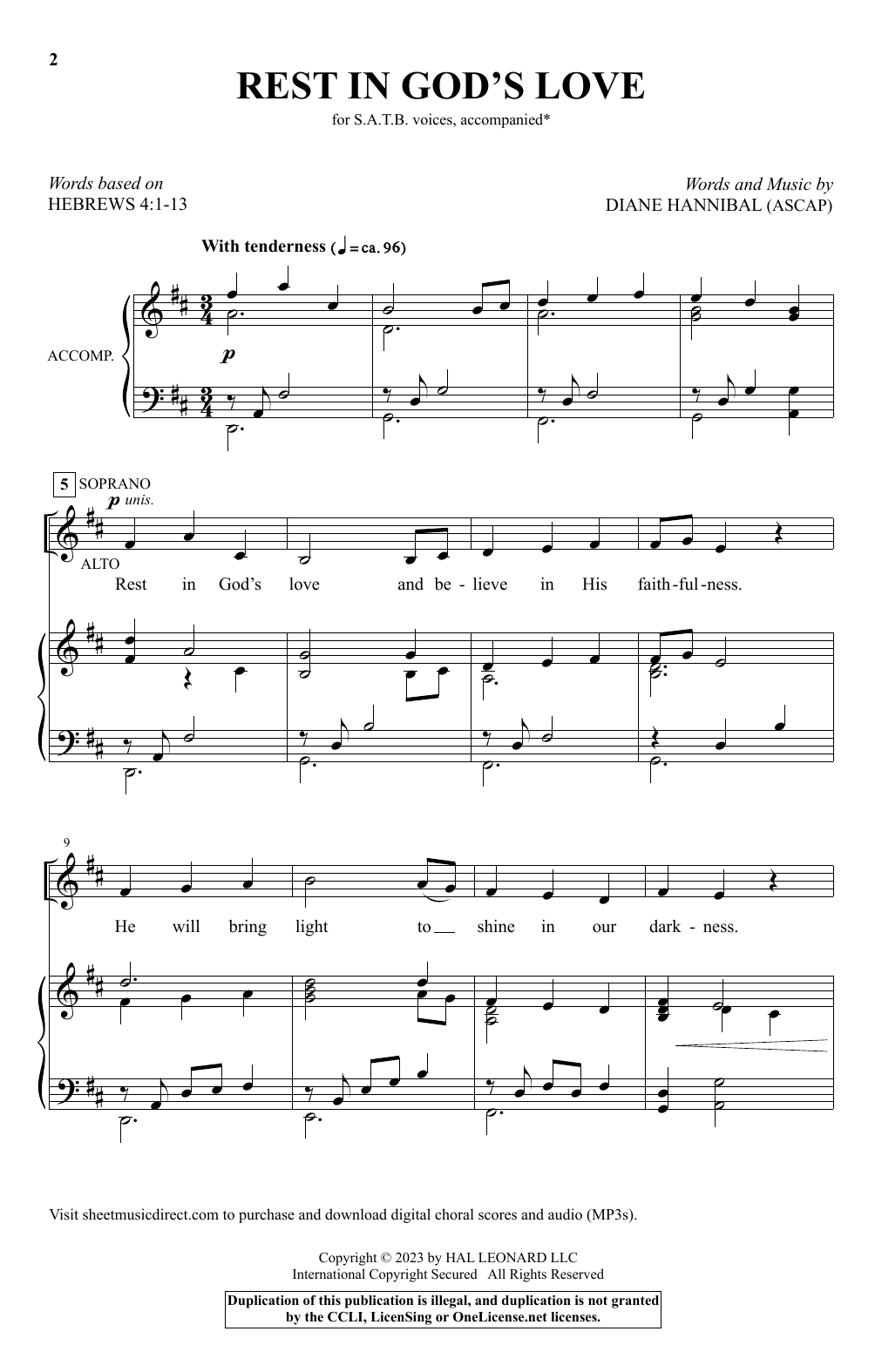 Diane Hannibal Rest In God's Love Sheet Music Notes & Chords for SATB Choir - Download or Print PDF