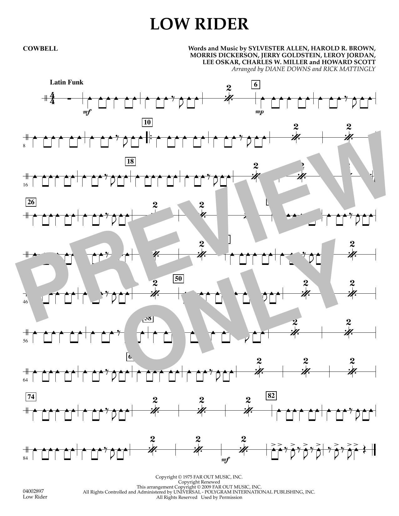 Low Rider - Cowbell sheet music
