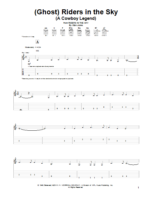 Dick Dale (Ghost) Riders In The Sky (A Cowboy Legend) Sheet Music Notes & Chords for Guitar Tab - Download or Print PDF