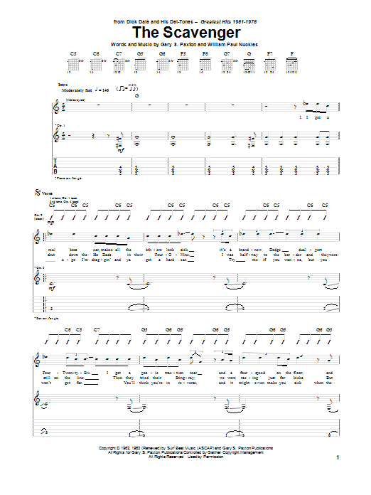 Dick Dale The Scavenger Sheet Music Notes & Chords for Guitar Tab - Download or Print PDF