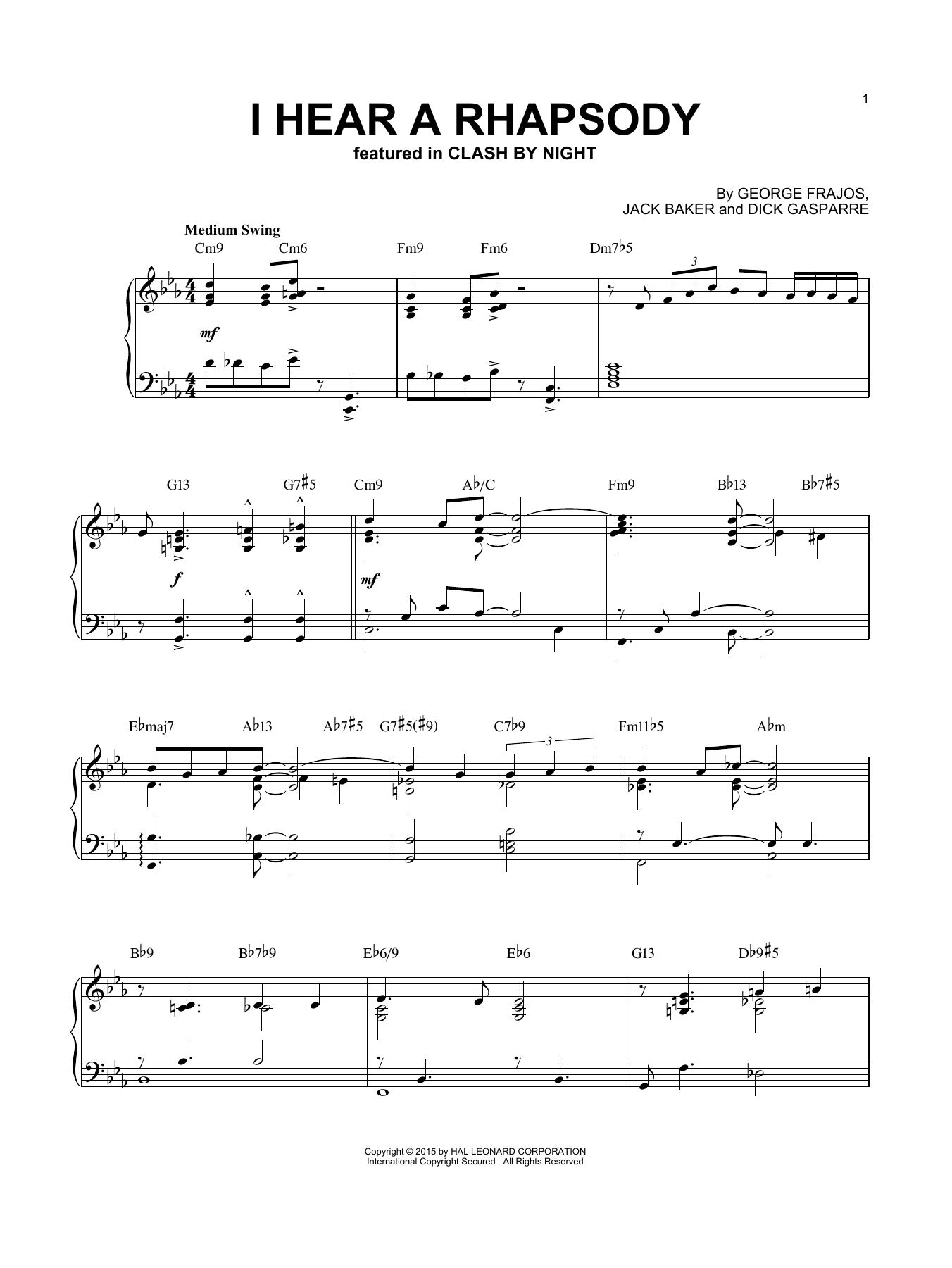 Dick Gasparre I Hear A Rhapsody [Jazz version] (arr. Brent Edstrom) Sheet Music Notes & Chords for Piano - Download or Print PDF