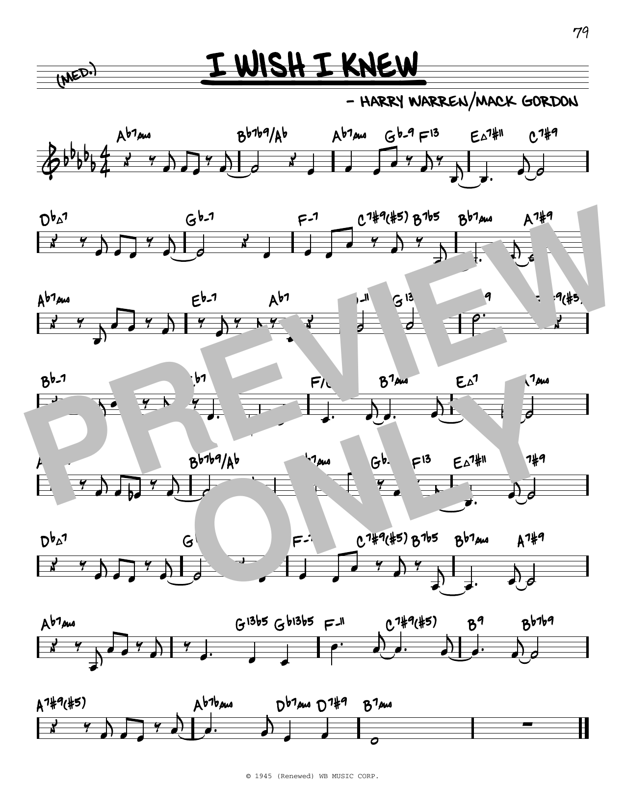 Dick Haymes I Wish I Knew (arr. David Hazeltine) Sheet Music Notes & Chords for Real Book – Enhanced Chords - Download or Print PDF