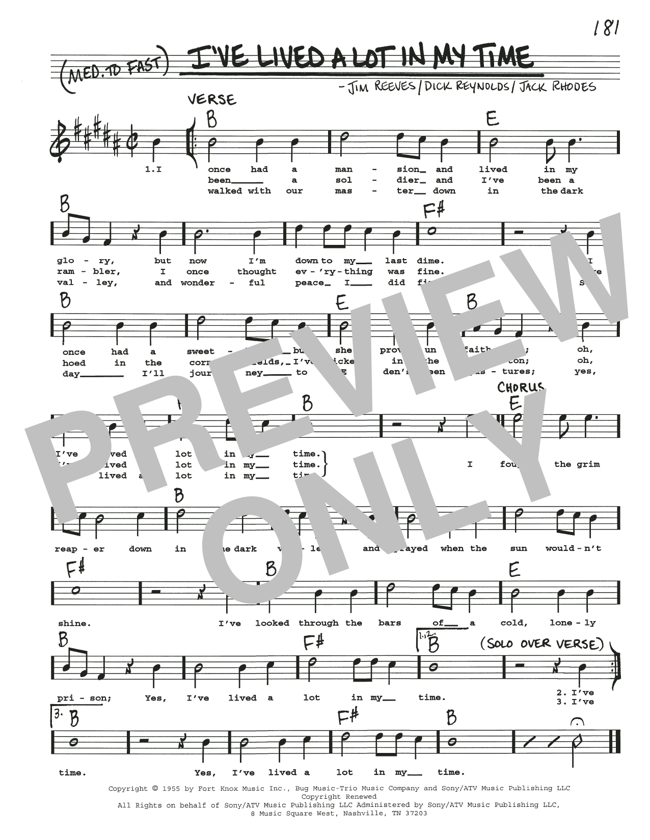 Dick Reynolds I've Lived A Lot In My Time Sheet Music Notes & Chords for Real Book – Melody, Lyrics & Chords - Download or Print PDF