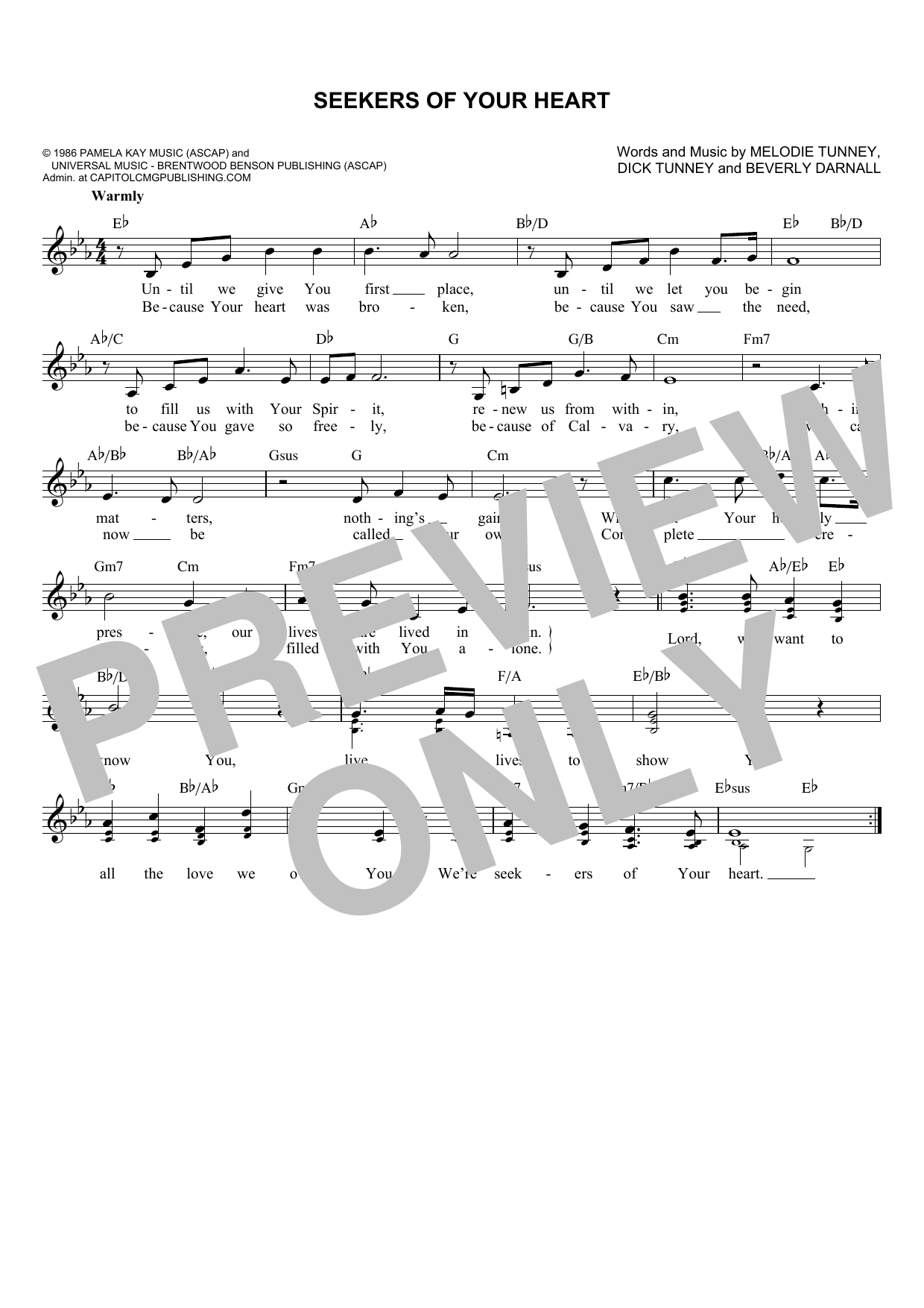 Dick & Mel Tunney Seekers Of Your Heart Sheet Music Notes & Chords for Melody Line, Lyrics & Chords - Download or Print PDF