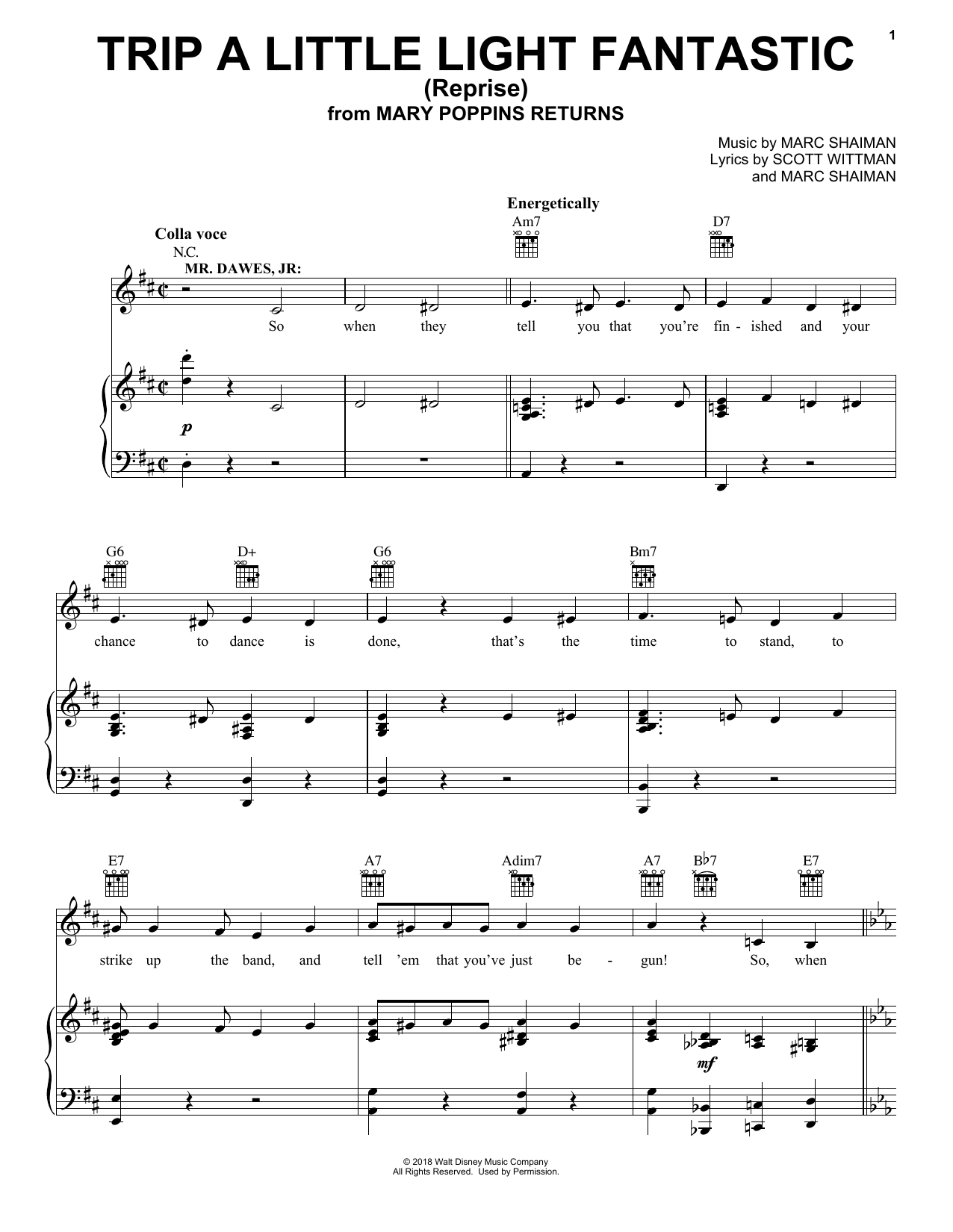 Dick Van Dyke & Company Trip A Little Light Fantastic (Reprise) (from Mary Poppins Returns) Sheet Music Notes & Chords for Easy Piano - Download or Print PDF
