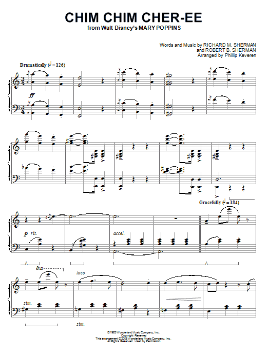 Sherman Brothers Chim Chim Cher-ee [Classical version] (from Mary Poppins) (arr. Phillip Keveren) Sheet Music Notes & Chords for Easy Piano - Download or Print PDF