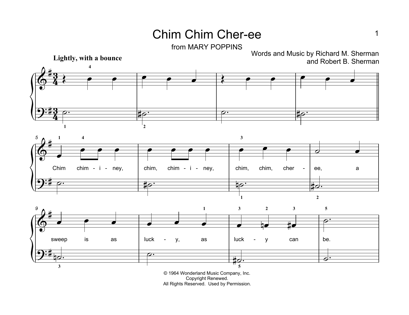 Sherman Brothers Chim Chim Cher-ee (from Mary Poppins) (arr. Christopher Hussey) Sheet Music Notes & Chords for Educational Piano - Download or Print PDF