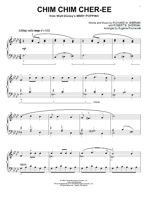 Eugénie Rocherolle Chim Chim Cher-ee Sheet Music Notes & Chords for Piano - Download or Print PDF