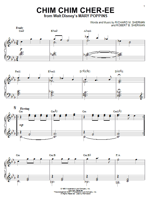 Sherman Brothers Chim Chim Cher-ee [Jazz version] (from Mary Poppins) (arr. Brent Edstrom) Sheet Music Notes & Chords for Piano - Download or Print PDF