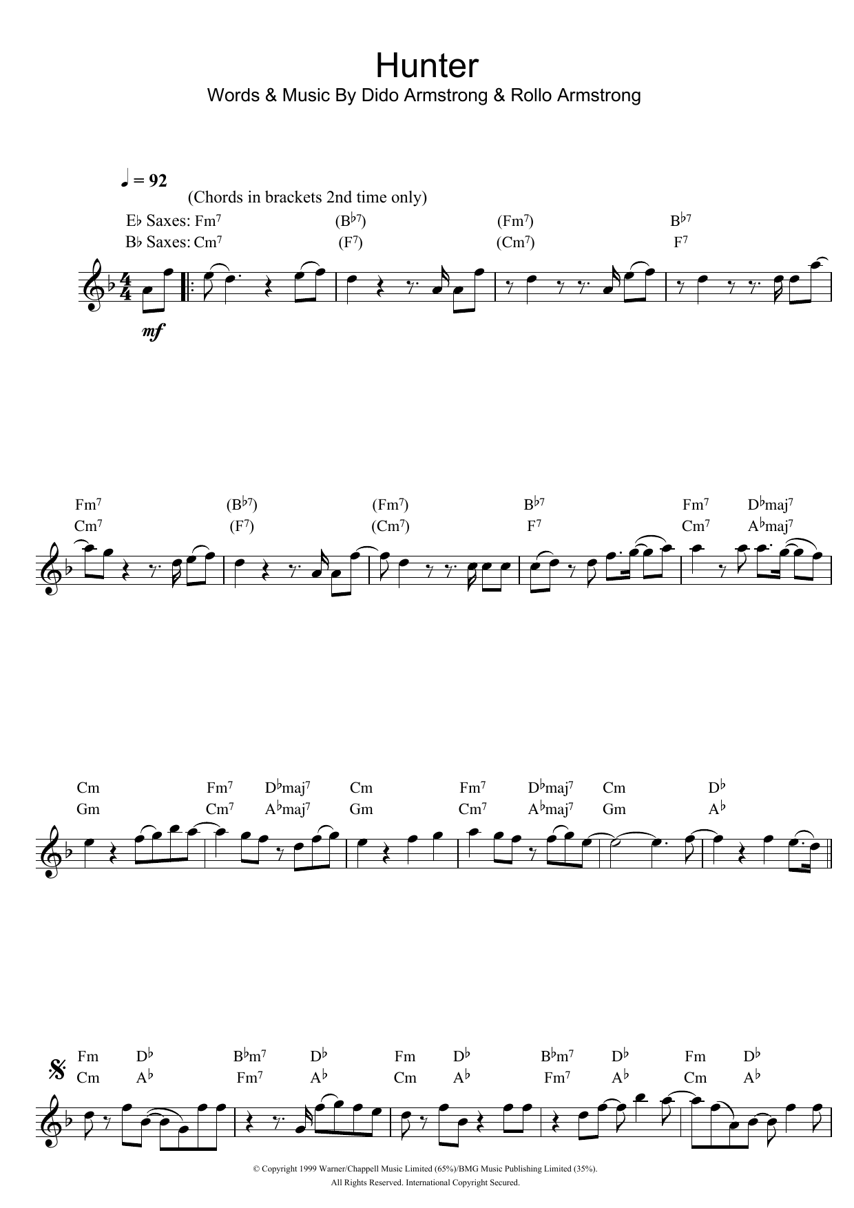 Dido Hunter Sheet Music Notes & Chords for Flute - Download or Print PDF