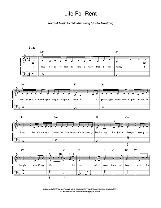 Life For Rent sheet music