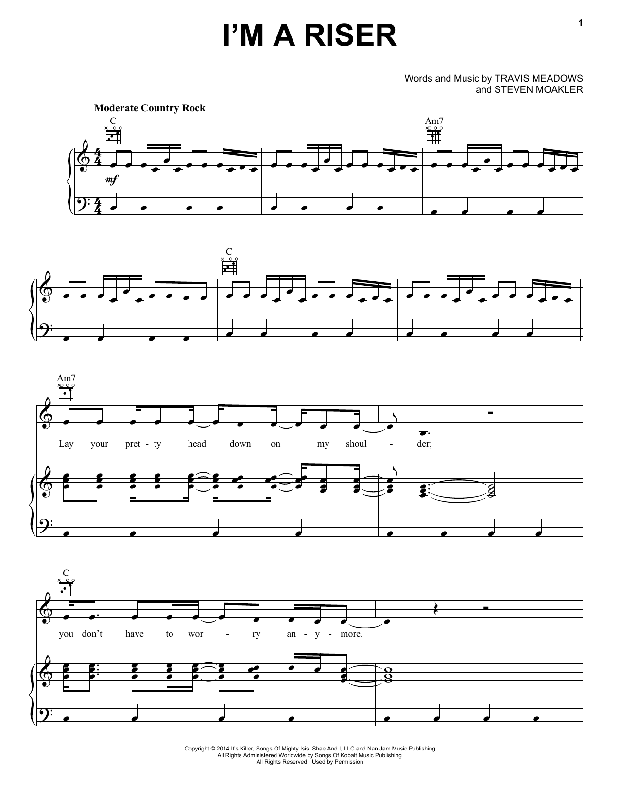 Dierks Bentley I'm A Riser Sheet Music Notes & Chords for Piano, Vocal & Guitar (Right-Hand Melody) - Download or Print PDF