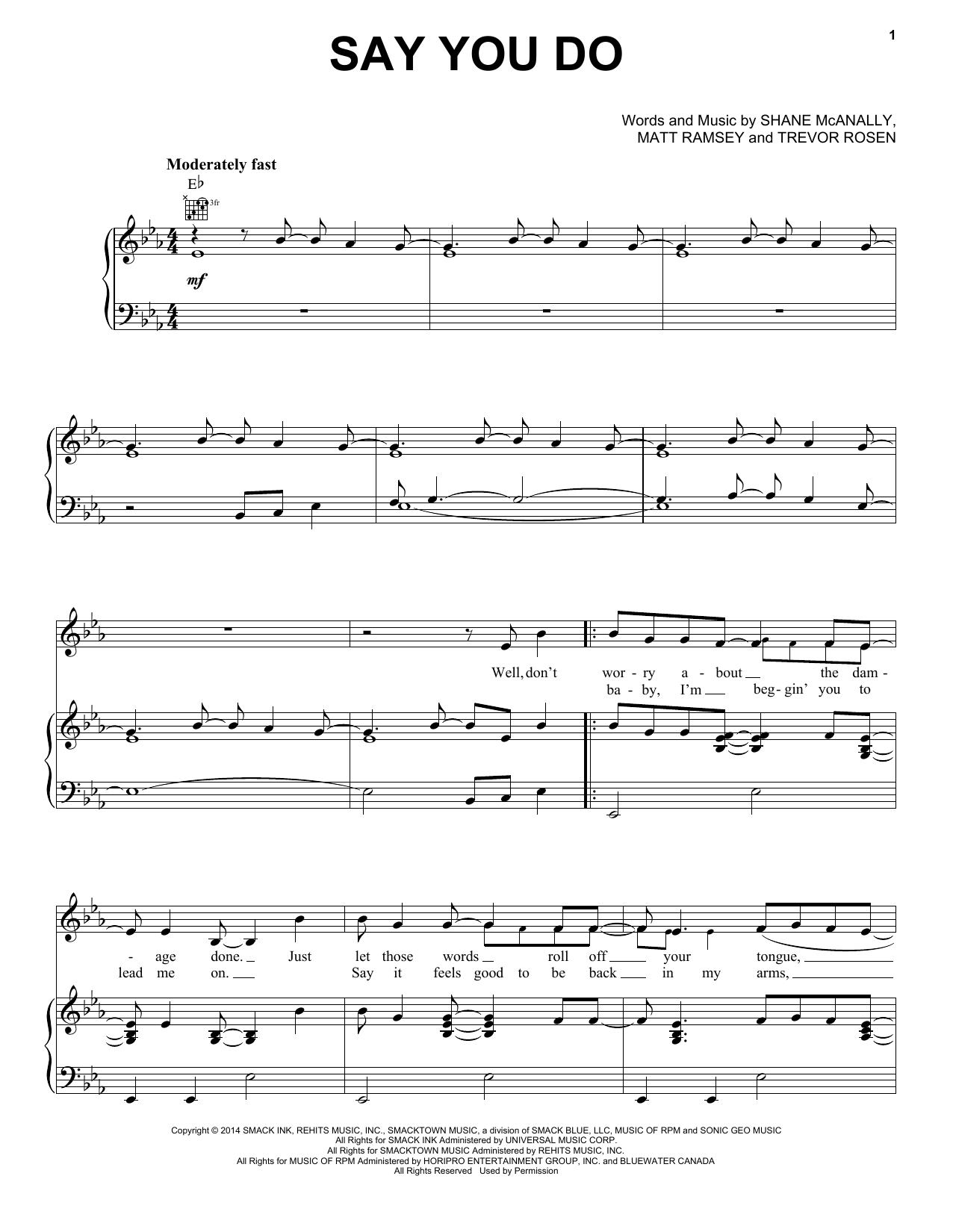 Dierks Bentley Say You Do Sheet Music Notes & Chords for Piano, Vocal & Guitar (Right-Hand Melody) - Download or Print PDF
