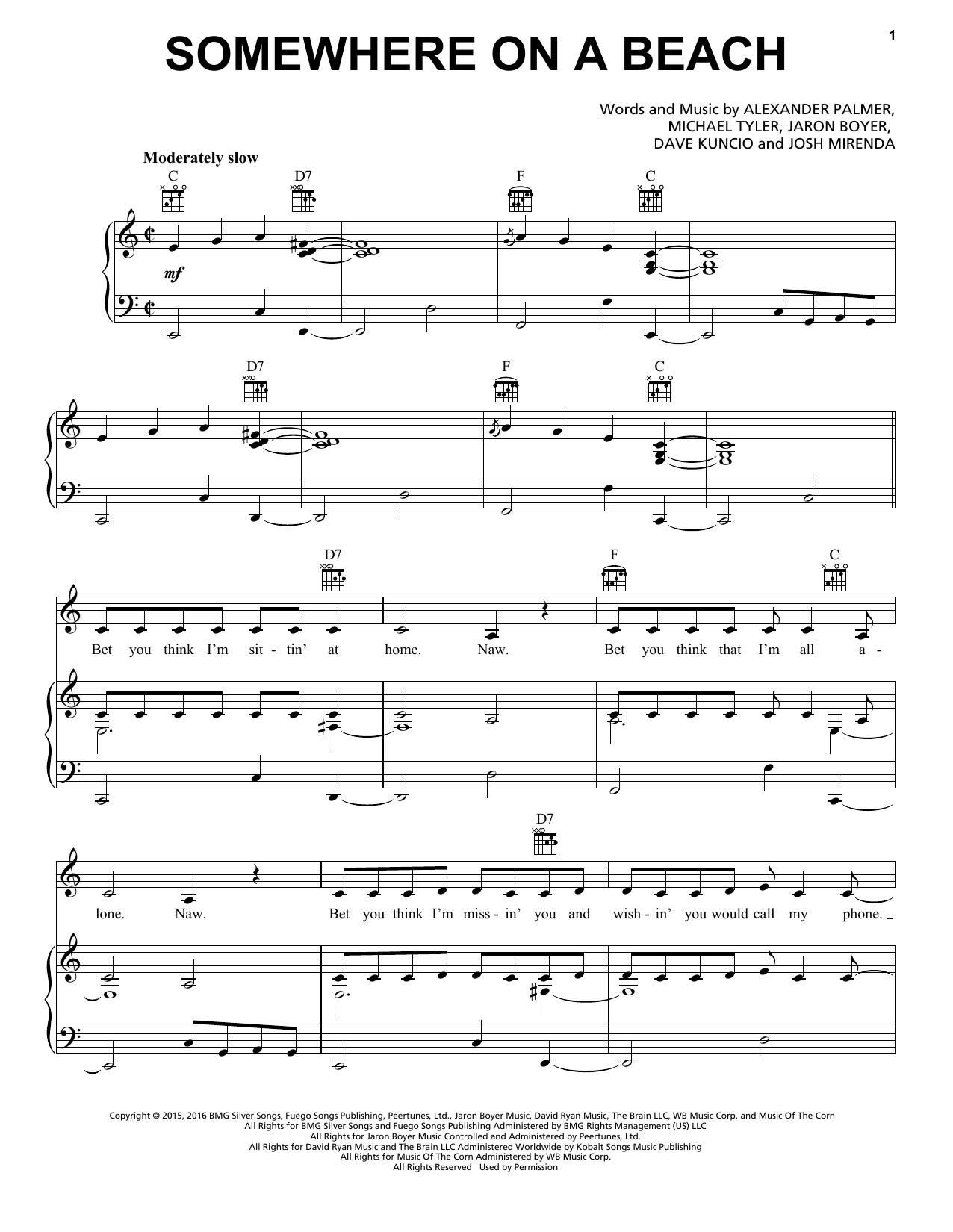 Dierks Bentley Somewhere On A Beach Sheet Music Notes & Chords for Easy Piano - Download or Print PDF