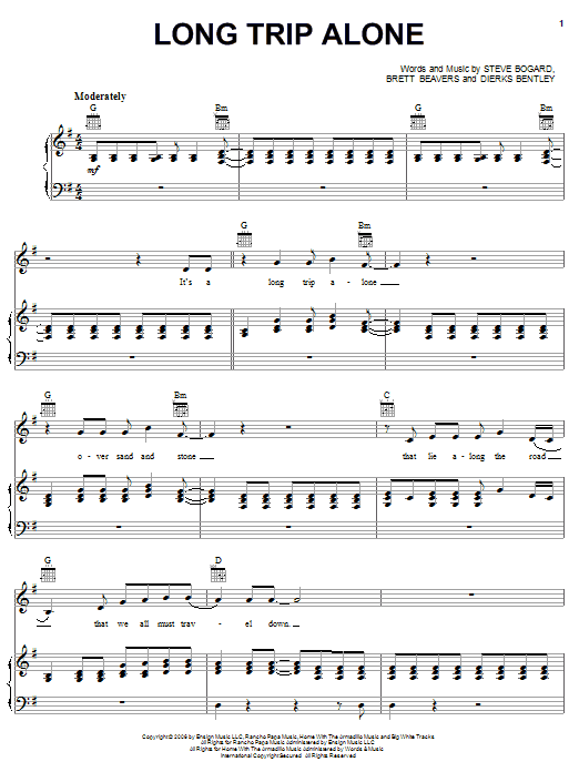 Dierks Bentley Long Trip Alone Sheet Music Download Pdf Score 57957