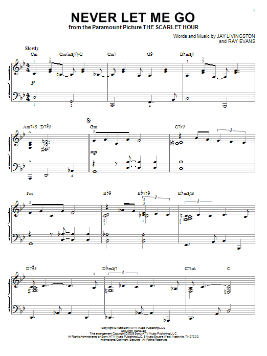 Dinah Washington Never Let Me Go [Jazz version] (arr. Brent Edstrom) Sheet Music Notes & Chords for Piano - Download or Print PDF