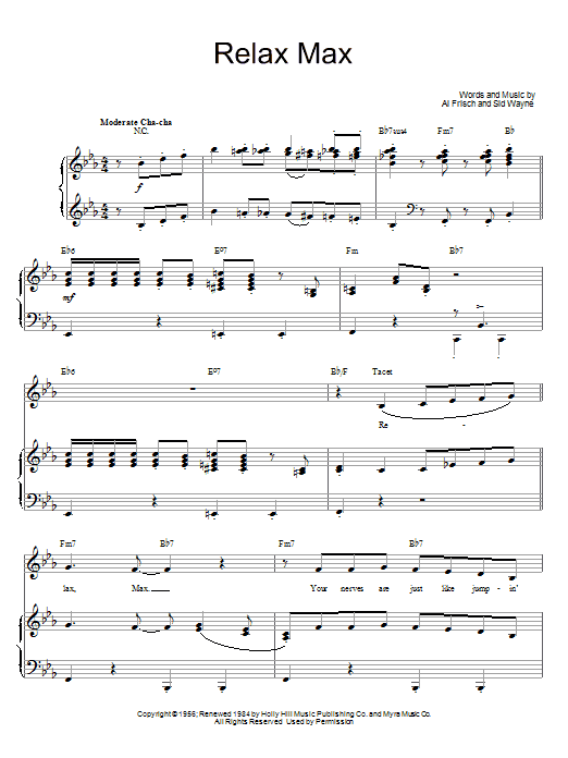 Dinah Washington Relax Max Sheet Music Notes & Chords for Piano, Vocal & Guitar (Right-Hand Melody) - Download or Print PDF