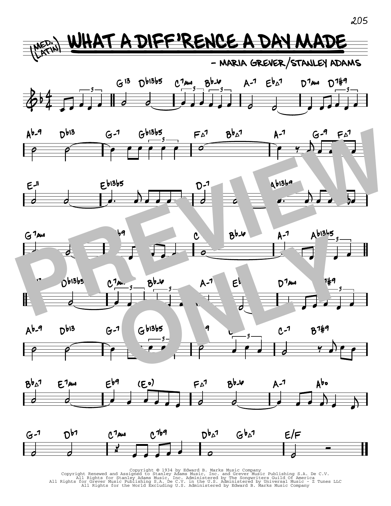 Dinah Washington What A Diff'rence A Day Made (arr. David Hazeltine) Sheet Music Notes & Chords for Real Book – Enhanced Chords - Download or Print PDF