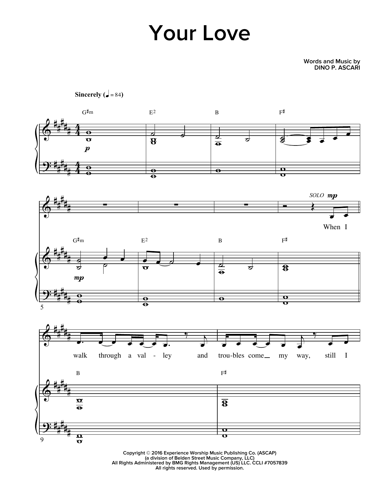 Dino P. Ascari Your Love Sheet Music Notes & Chords for Piano & Vocal - Download or Print PDF
