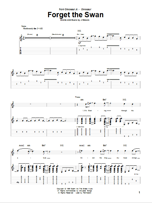 Dinosaur Jr. Forget The Swan Sheet Music Notes & Chords for Guitar Tab - Download or Print PDF