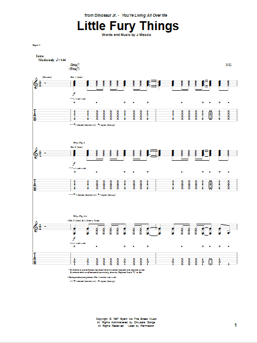 Dinosaur Jr. Little Fury Things Sheet Music Notes & Chords for Guitar Tab - Download or Print PDF