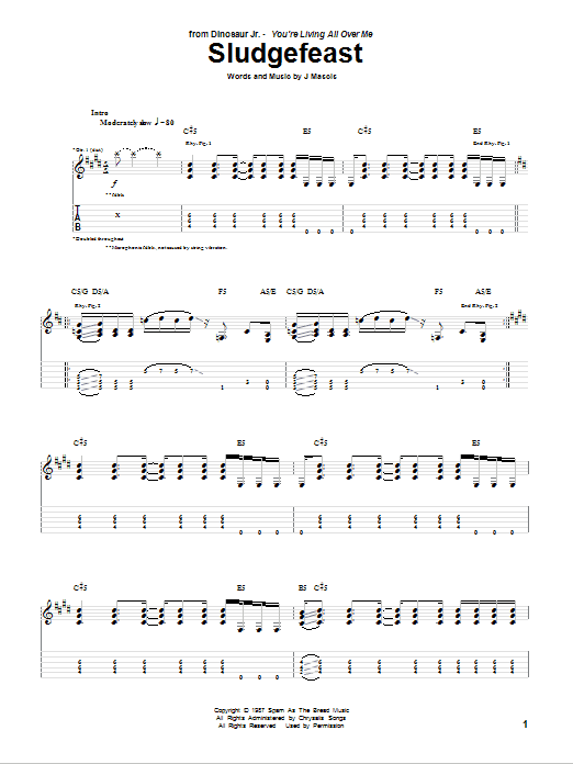Dinosaur Jr. Sludgefeast Sheet Music Notes & Chords for Guitar Tab - Download or Print PDF