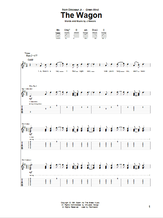 Dinosaur Jr. The Wagon Sheet Music Notes & Chords for Guitar Tab - Download or Print PDF