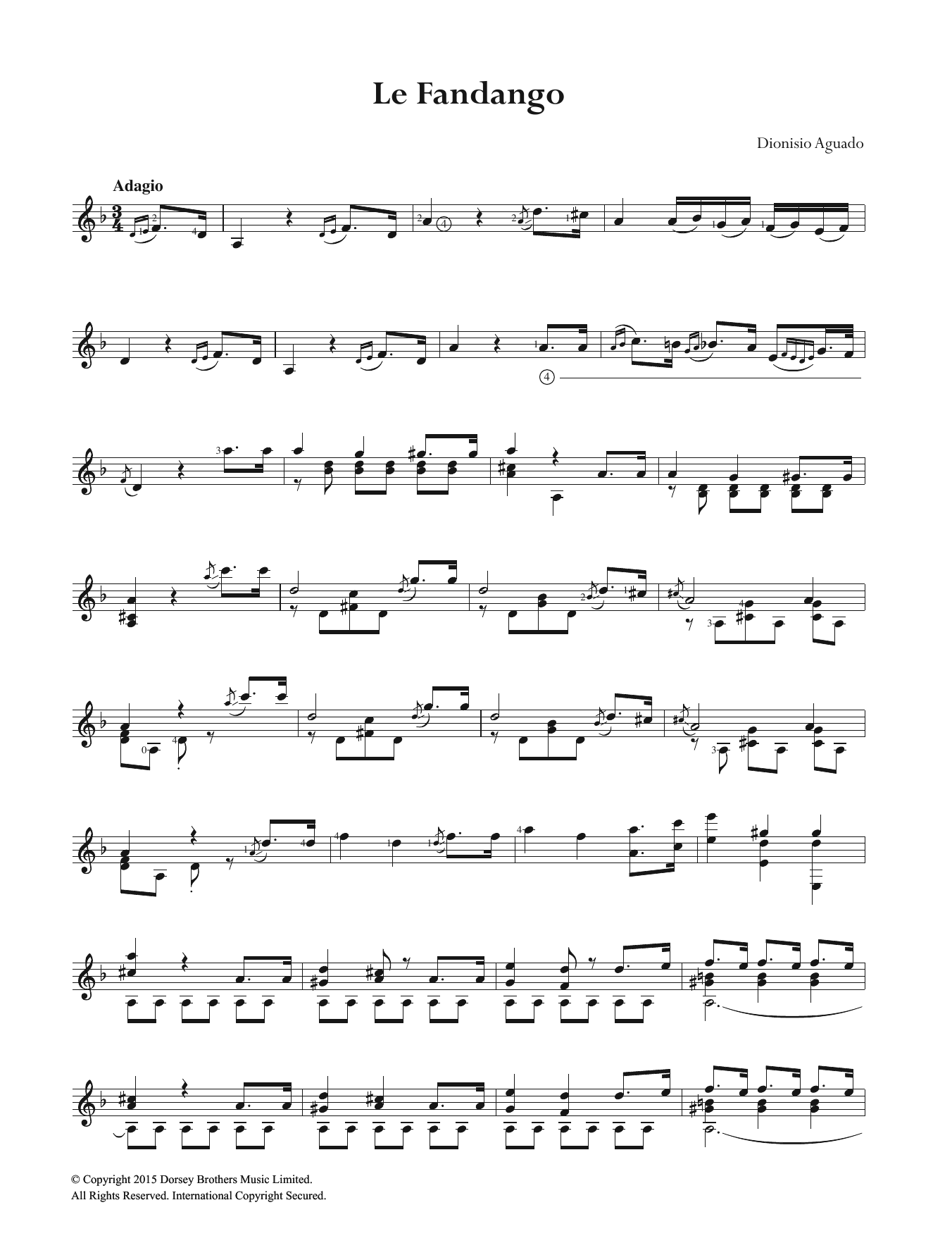 Dionisio Aguado Le Fandango Sheet Music Notes & Chords for Guitar - Download or Print PDF