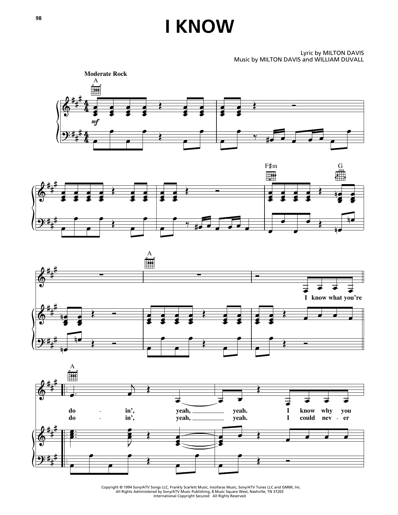 Dionne Farris I Know Sheet Music Notes & Chords for Piano, Vocal & Guitar Chords (Right-Hand Melody) - Download or Print PDF