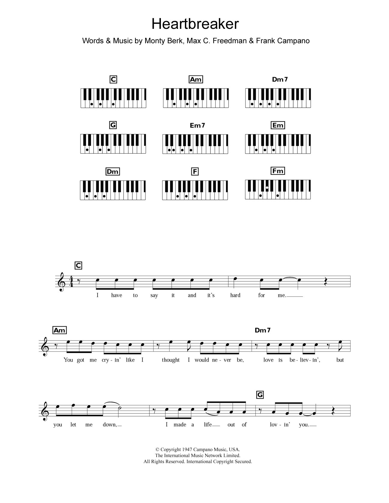 Dionne Warwick Heartbreaker Sheet Music Notes & Chords for Keyboard - Download or Print PDF