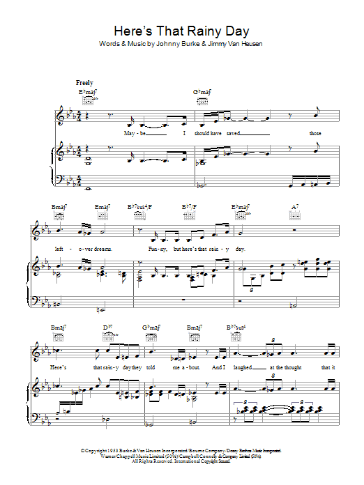 Dionne Warwick Here's That Rainy Day Sheet Music Notes & Chords for Piano, Vocal & Guitar (Right-Hand Melody) - Download or Print PDF