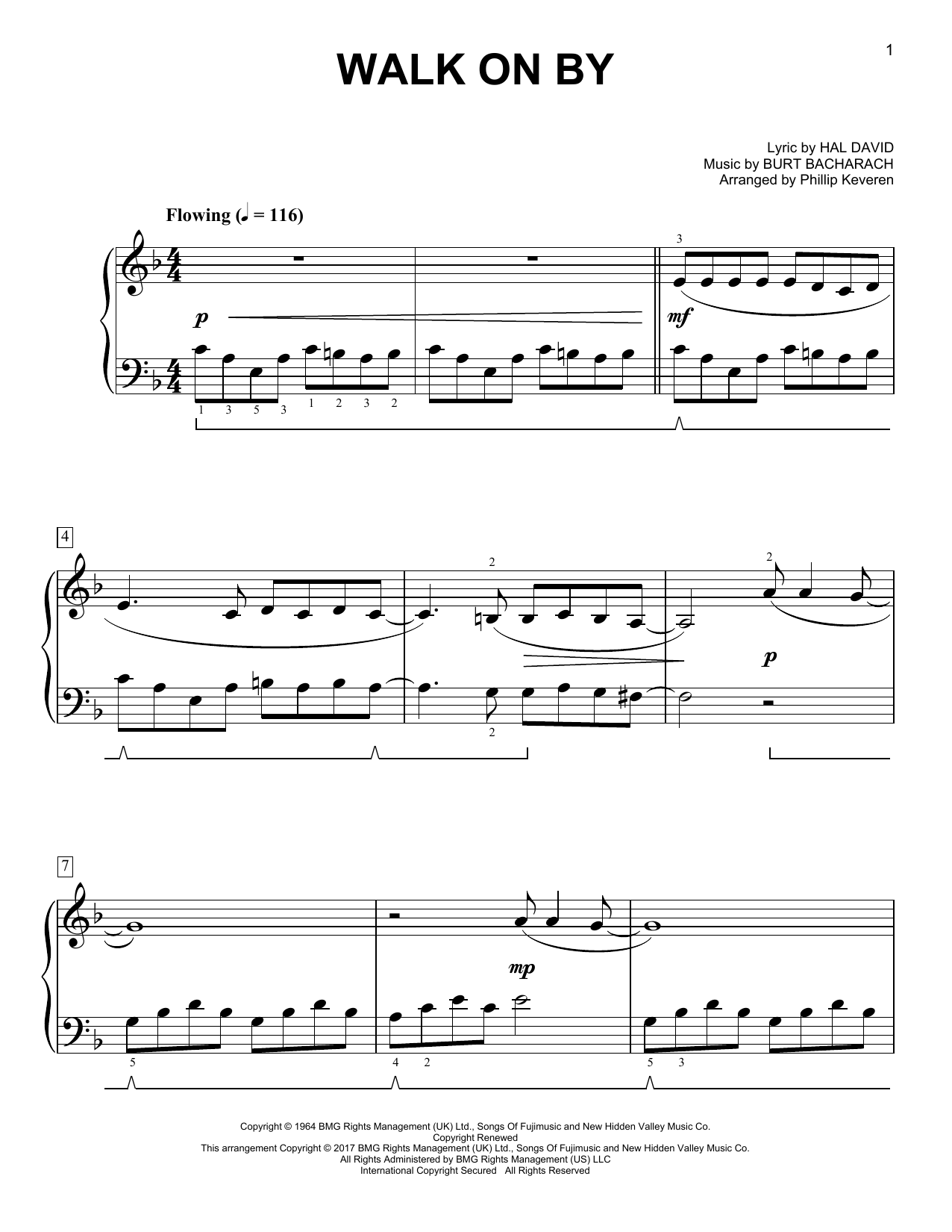Dionne Warwick Walk On By [Classical version] (arr. Phillip Keveren) Sheet Music Notes & Chords for Easy Piano - Download or Print PDF