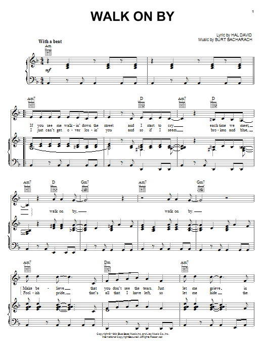 Dionne Warwick Walk On By Sheet Music Notes & Chords for Lyrics & Chords - Download or Print PDF
