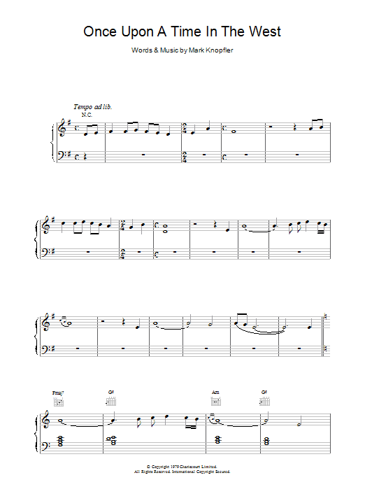 Dire Straits Once Upon A Time In The West Sheet Music Notes & Chords for Piano, Vocal & Guitar (Right-Hand Melody) - Download or Print PDF