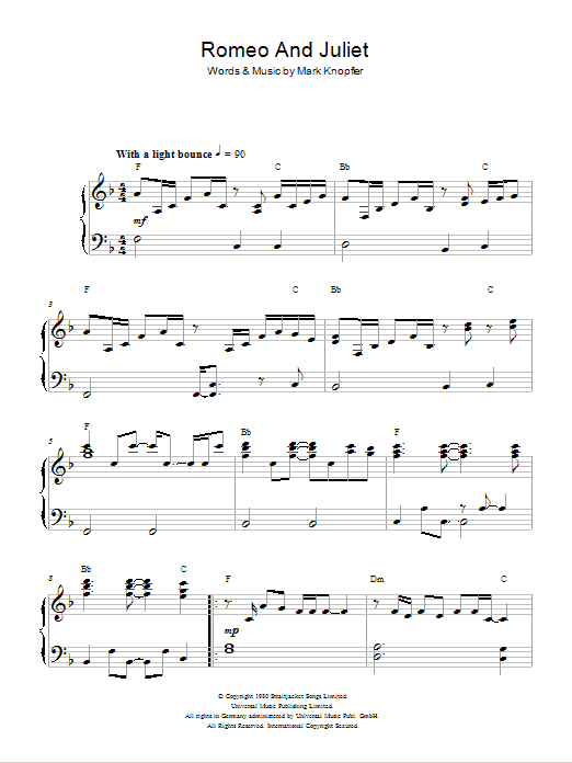 Dire Straits Romeo And Juliet Sheet Music Notes & Chords for Banjo Lyrics & Chords - Download or Print PDF