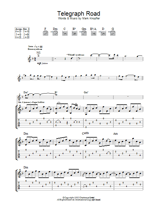 Dire Straits Telegraph Road Sheet Music Notes & Chords for Guitar Tab - Download or Print PDF