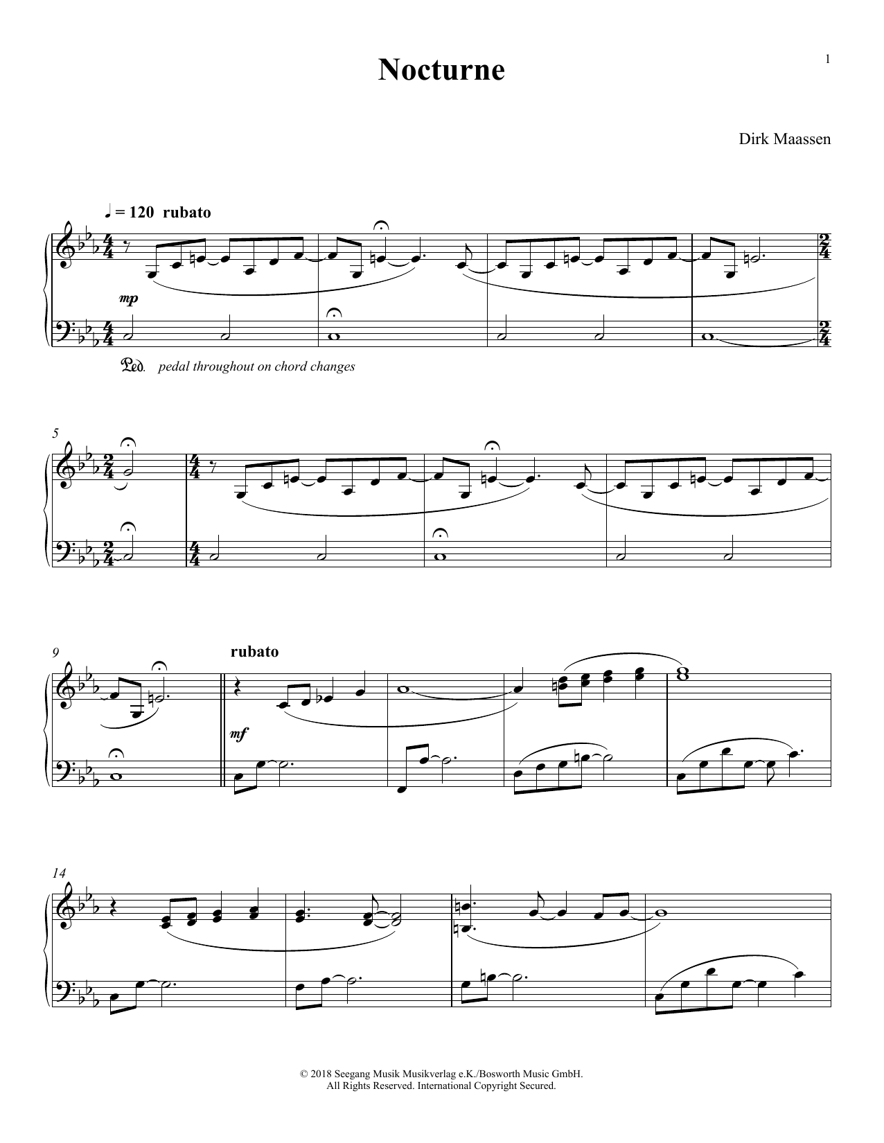 Dirk Maassen Nocturne Sheet Music Notes & Chords for Piano Solo - Download or Print PDF Dirk Maassen Nocturne Sheet Music Notes & Chords for Piano Solo - Download or Print PDF