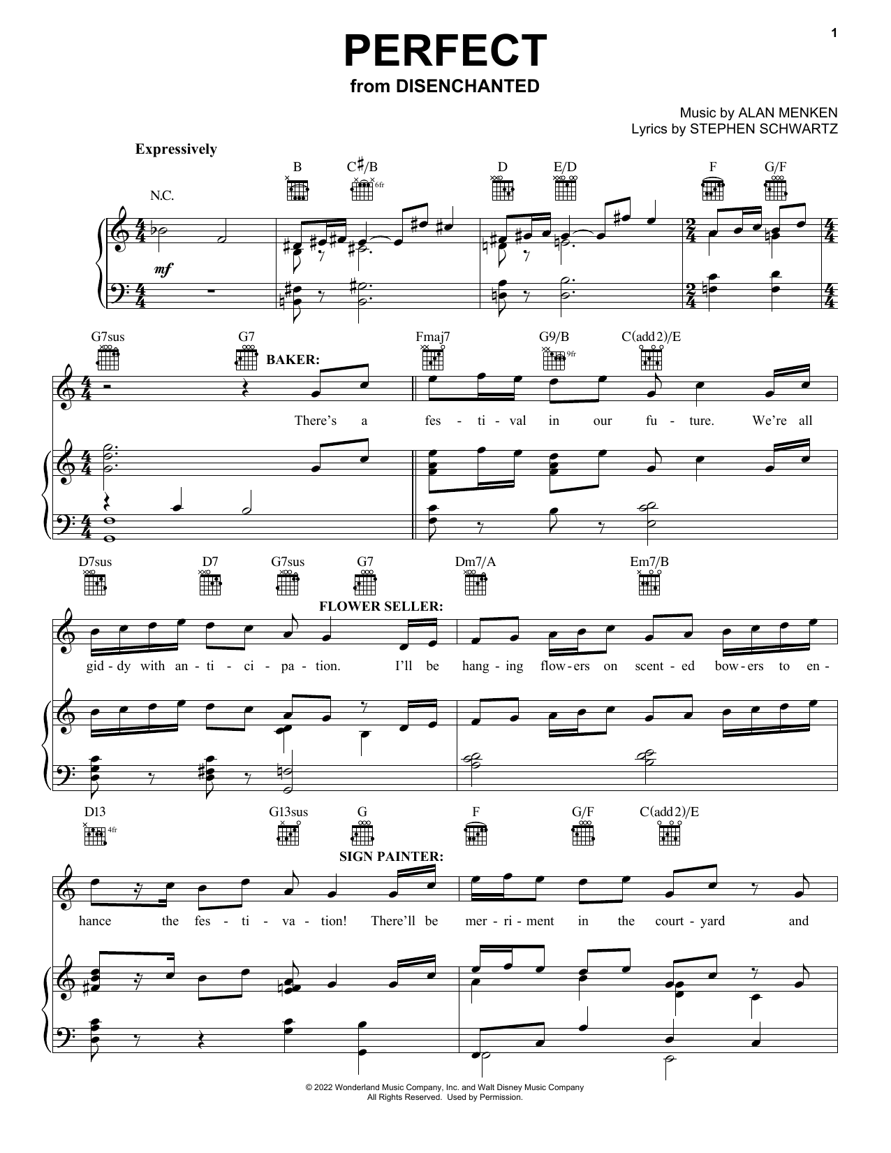 Disenchanted Cast Perfect (from Disenchanted) Sheet Music Notes & Chords for Piano, Vocal & Guitar Chords (Right-Hand Melody) - Download or Print PDF