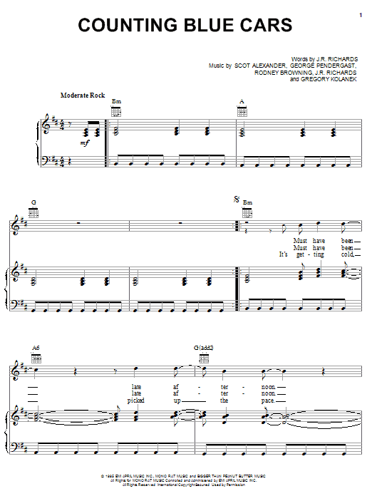 Dishwalla Counting Blue Cars Sheet Music Notes & Chords for Guitar Lead Sheet - Download or Print PDF