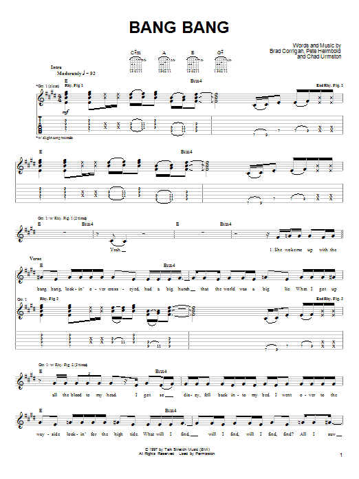 Dispatch Bang Bang Sheet Music Notes & Chords for Guitar Tab - Download or Print PDF