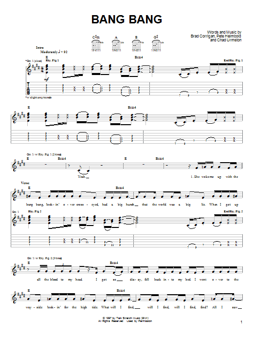 Preview Dispatch Bang Bang Rock sheet music, notes and chords for Guitar Tab, SKU: 25725 Bang Bang sheet music