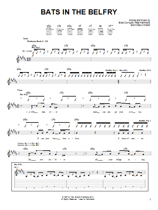 Preview Dispatch Bats In The Belfry Rock sheet music, notes and chords for Guitar Tab, SKU: 25726 Bats In The Belfry sheet music