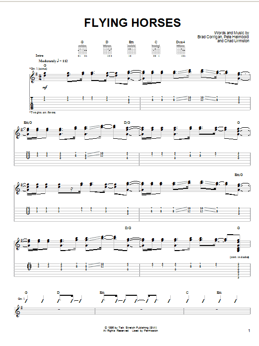 Preview Dispatch Flying Horses Rock sheet music, notes and chords for Guitar Tab, SKU: 25731 Flying Horses sheet music